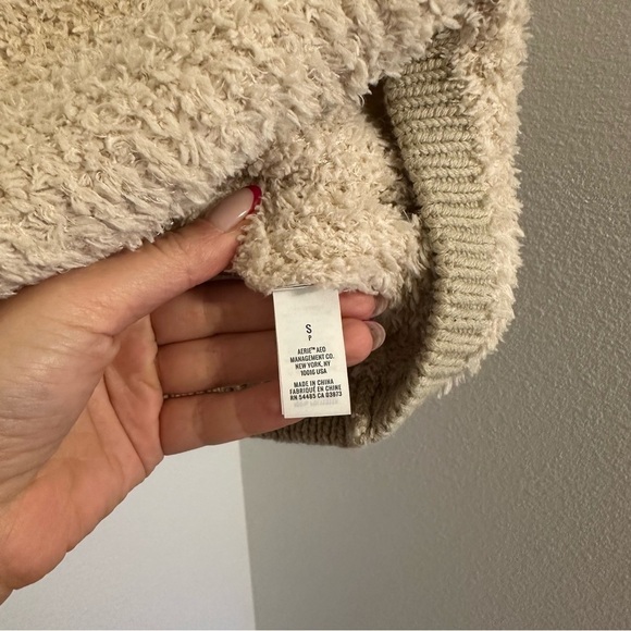 AERIE Sherpa Super Soft Pullover Sweater Quarter Zip Size Small Women's - Picture 10 of 10